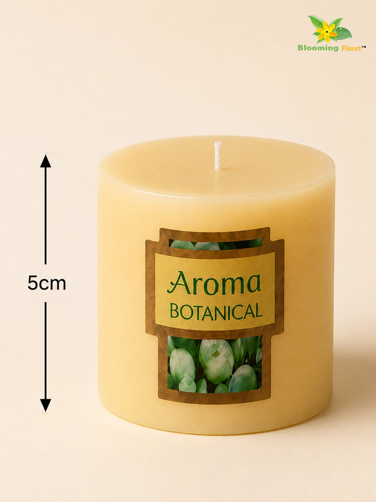 Lime Basil & Citrus Scented Pillar Candles | 5 cm | Set of 1, 3 Pcs