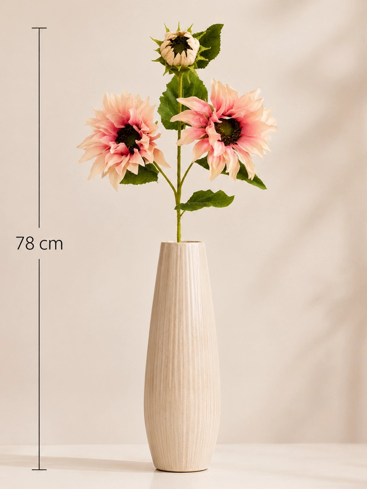 Artificial Sunflower Stick | Light Pink | 78 cm | Set of 2