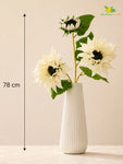 Artificial Sunflower Stick | Off White | 78 cm