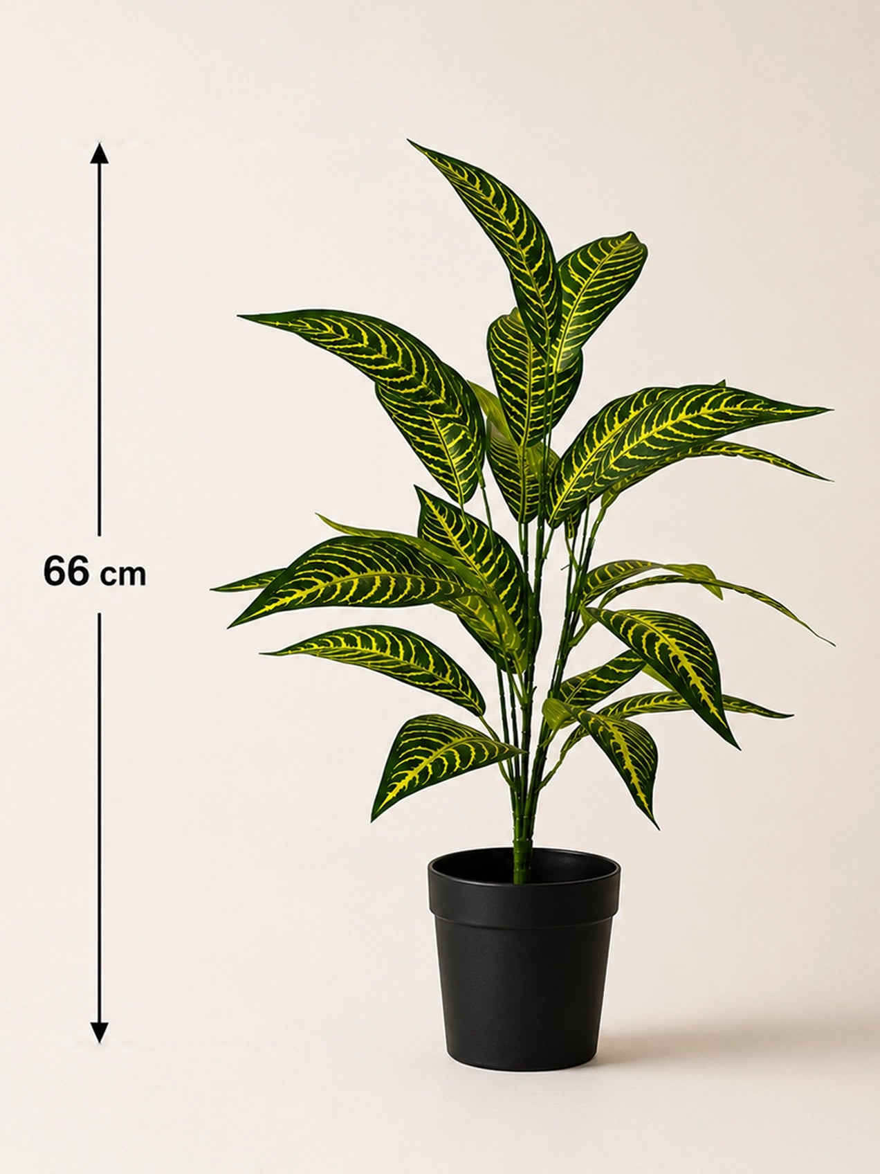 Artificial Ivory Yellow Croton Plant | 74 cm | 26 Leaves | With Basic Pot