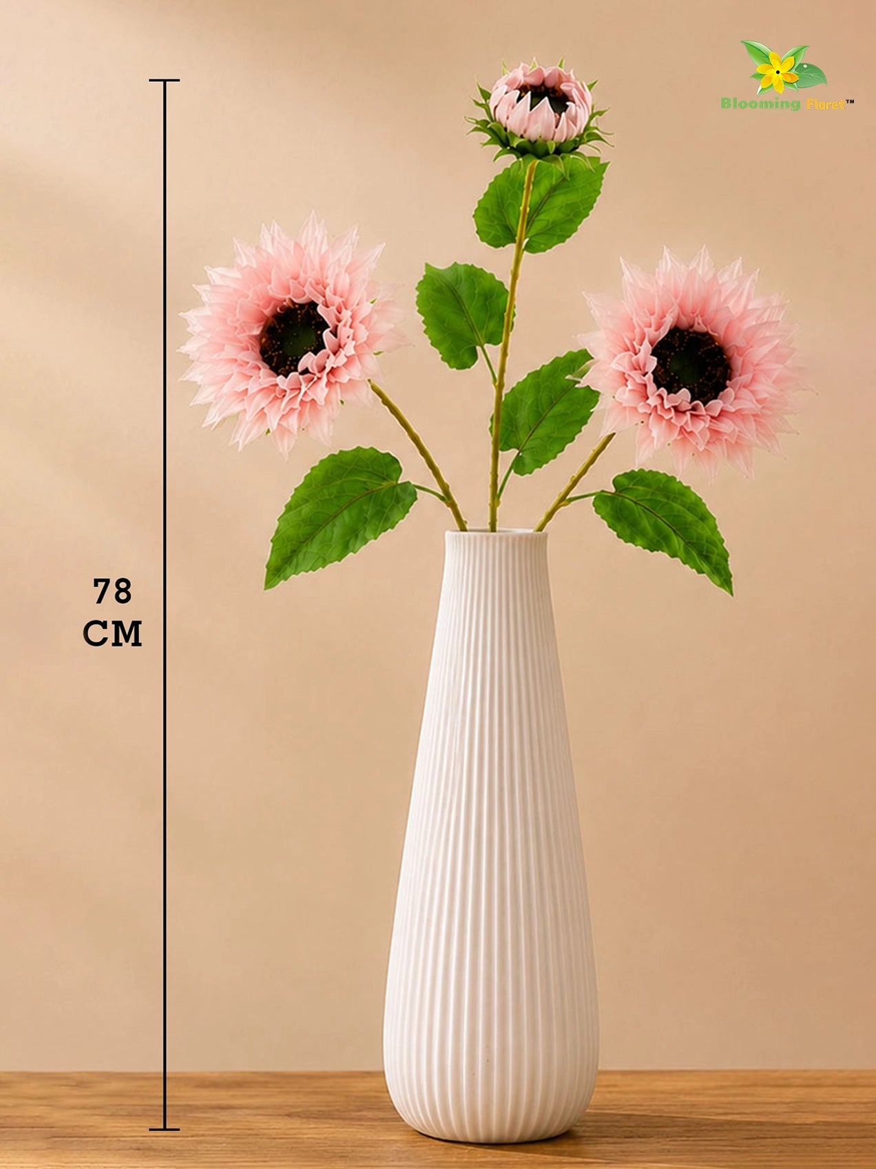 Artificial Sunflower Stick | Light Pink | 78 cm