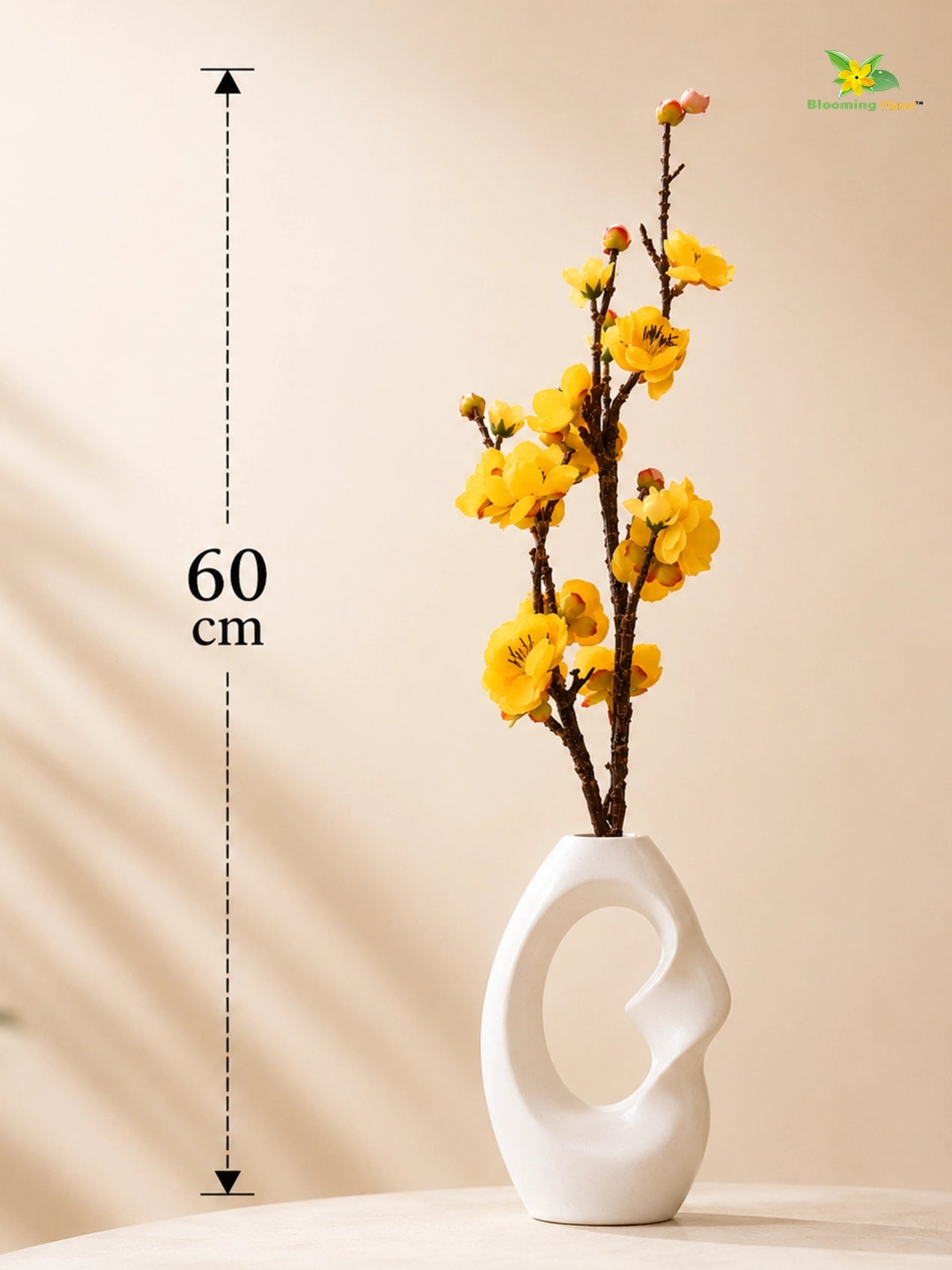 Artificial Plum Blossom Flower Stick | Yellow | 60 cm | Set of 2