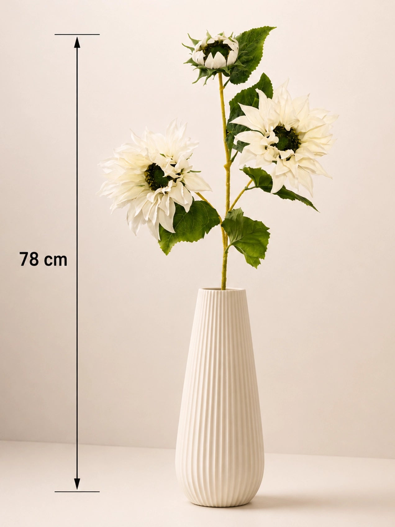 Artificial Sunflower Stick | White | 78 cm | Set of 2