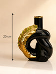 Modern Ceramic Leaf Vase | Black | 20 cm