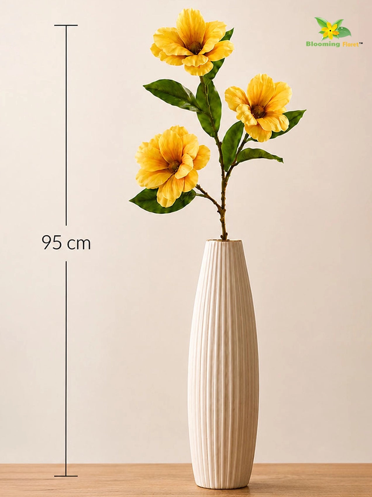 Magnolia Flower Stick | Yellow | 95 cm | Set of 2