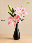 Artificial Lily Flower Stick | Pink | 35 cm | Set of 2