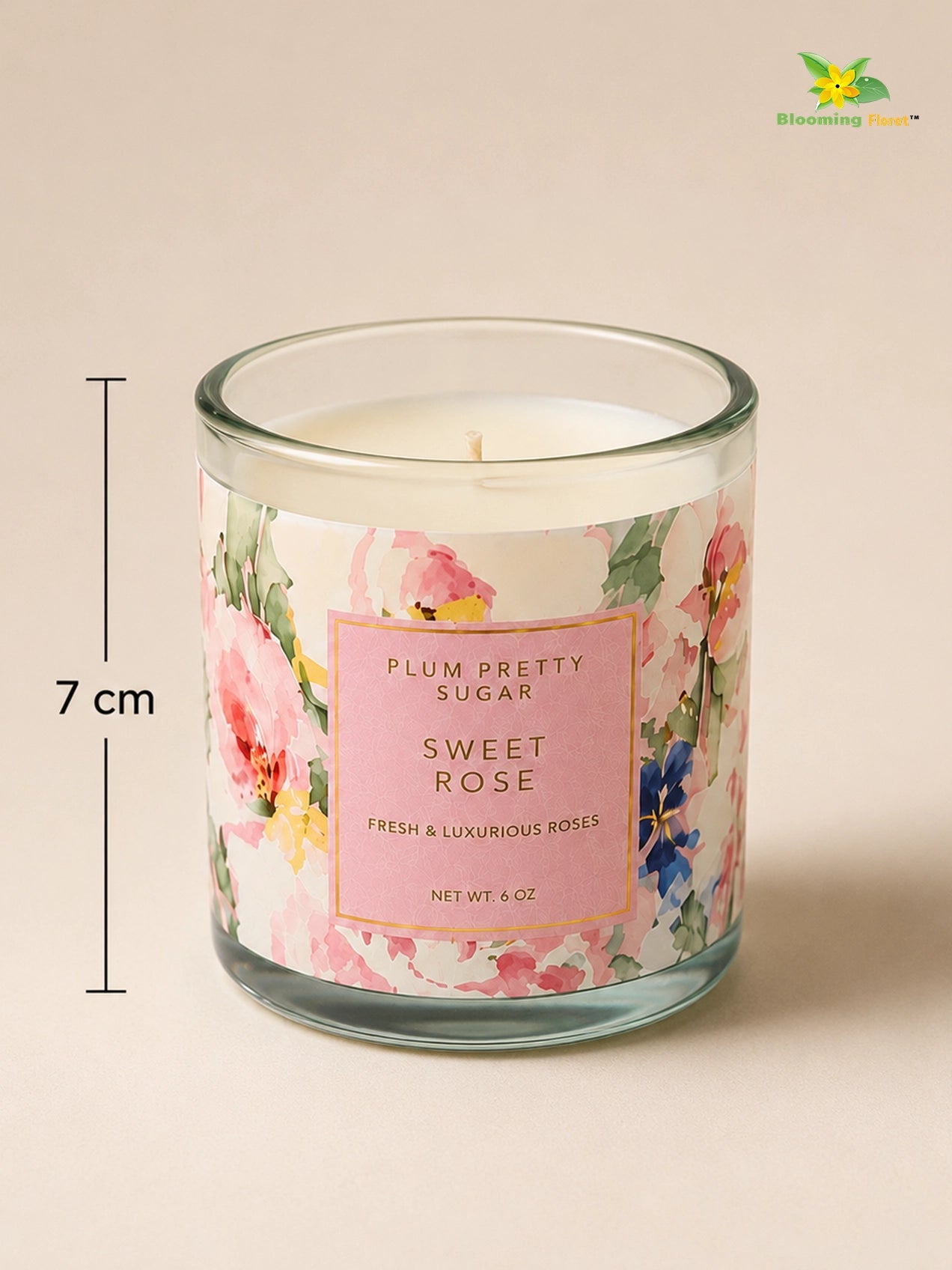 Scented Candle Glass Jar | Sweet Rose | 6 cm | Set of 2