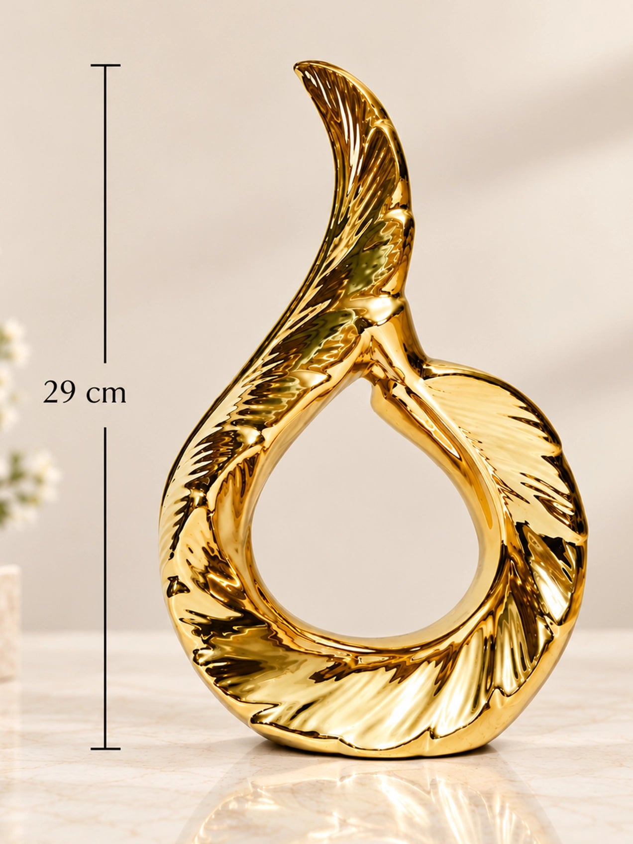Ceramics Figurine Statue | Gold | 29 cm