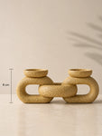 Stone Dual Candle Holder | Beige | 20 cm