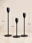 Candle Holder with Gold Accent | Matt Black | Set of 3