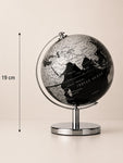 Silver & Black Globe | Plain Golden Stand | 19 cm