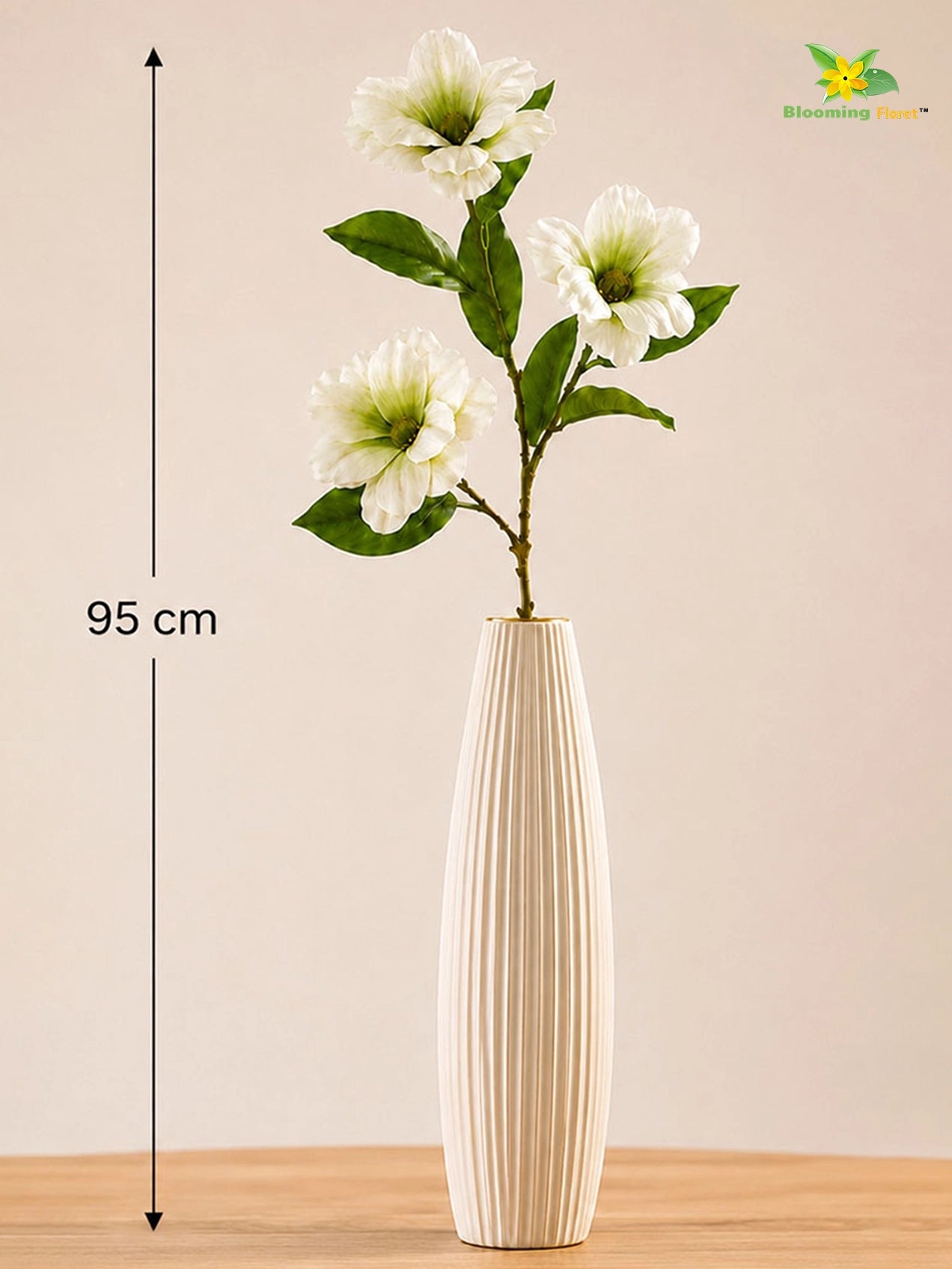 Magnolia Flower Stick | White, Green | 95 cm