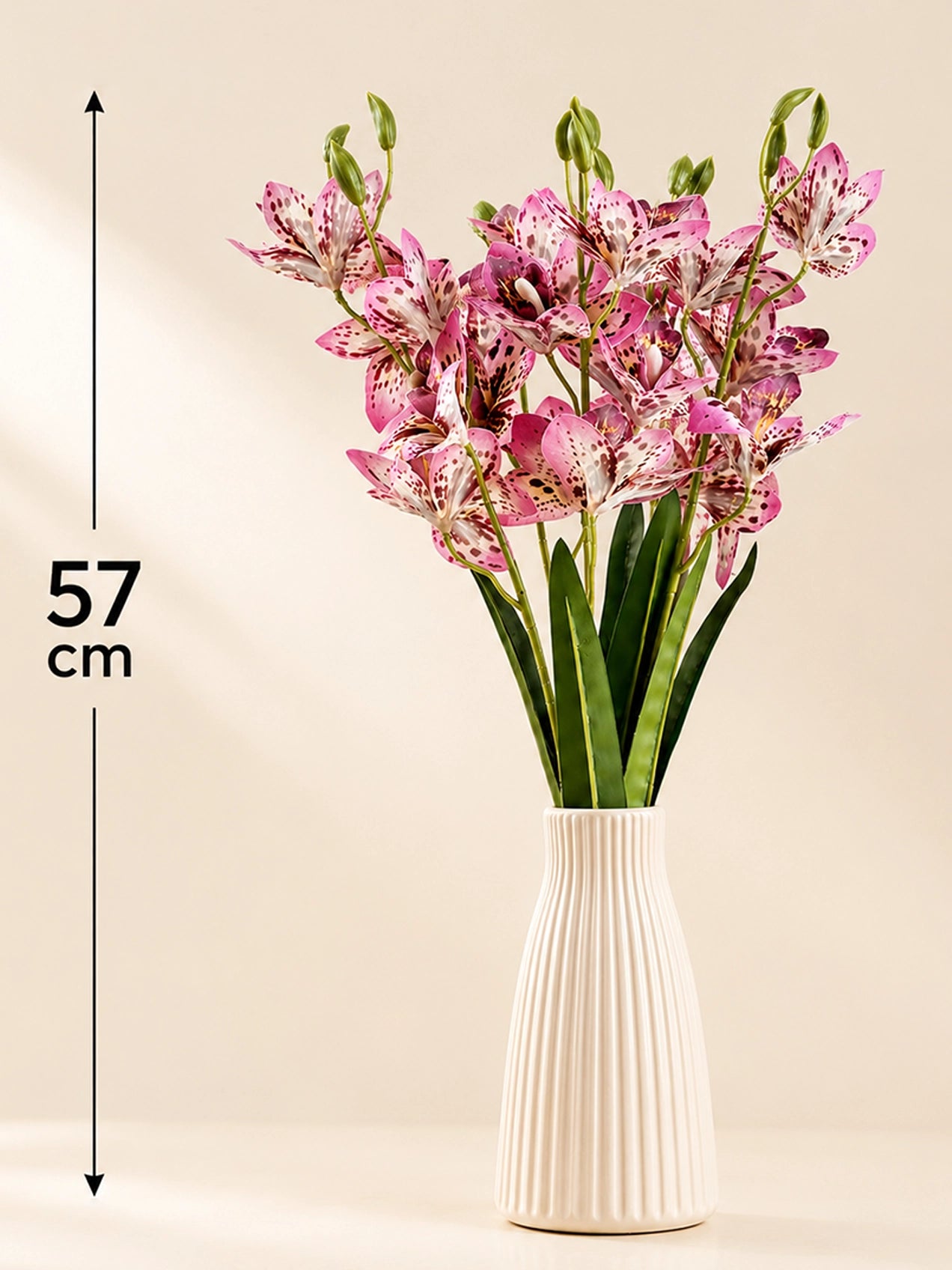 Artificial Cymbidium Orchid Flower Bunch | Pink | 57 cm