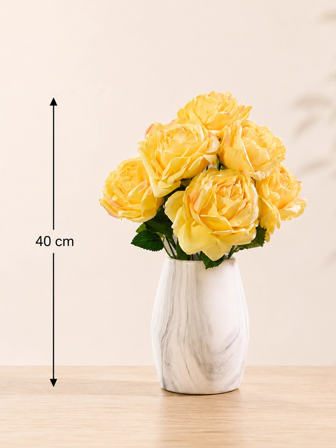 Artificial Rose Flower Bunch | Yellow | 40 cm