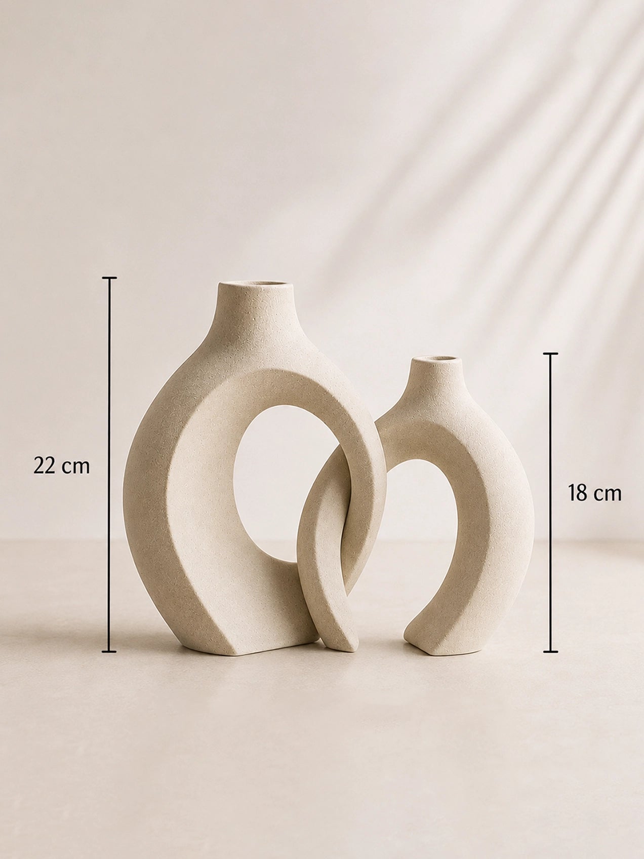 Harmony Loop Ceramic Vases | White | 21 cm | Set of 2