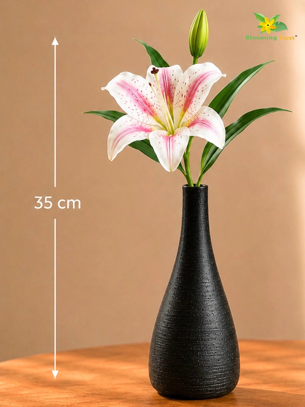 Artificial Lily Flower Stick | White & Light Pink | 35 cm | Set of 2