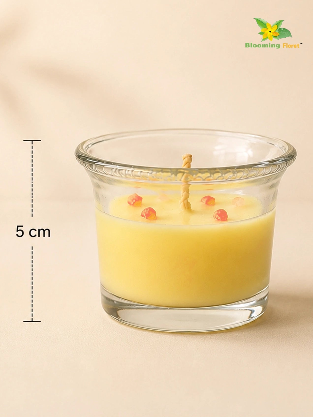 Glass Candle | Rose | 5 cm | Set of 3, 6 Pcs