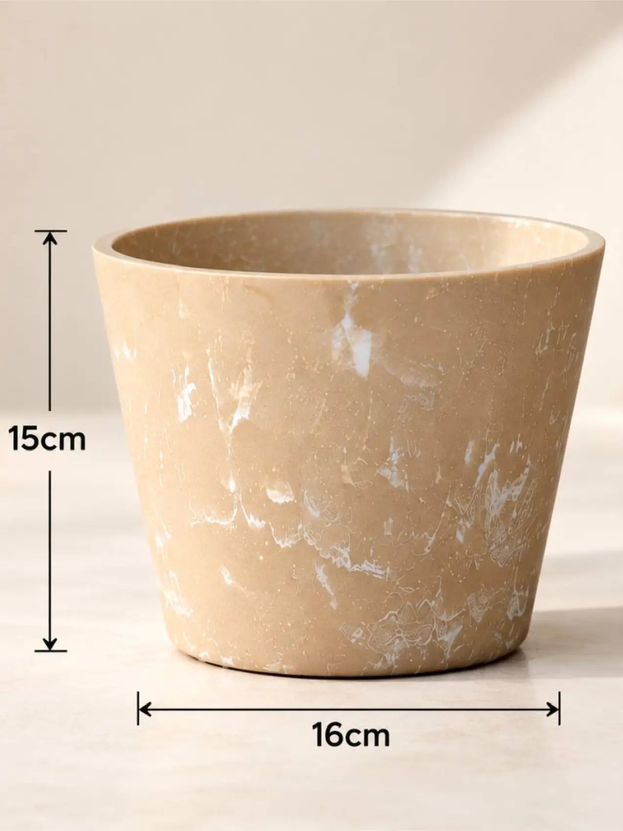 Modern Grace Poly Planter | Brown | 15 cm