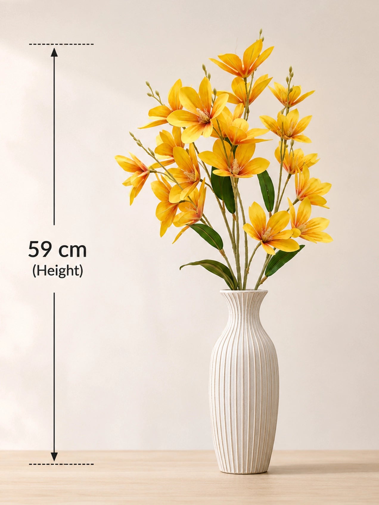 Artificial Magnolia Flower Stick | Dark Yellow | 85 cm
