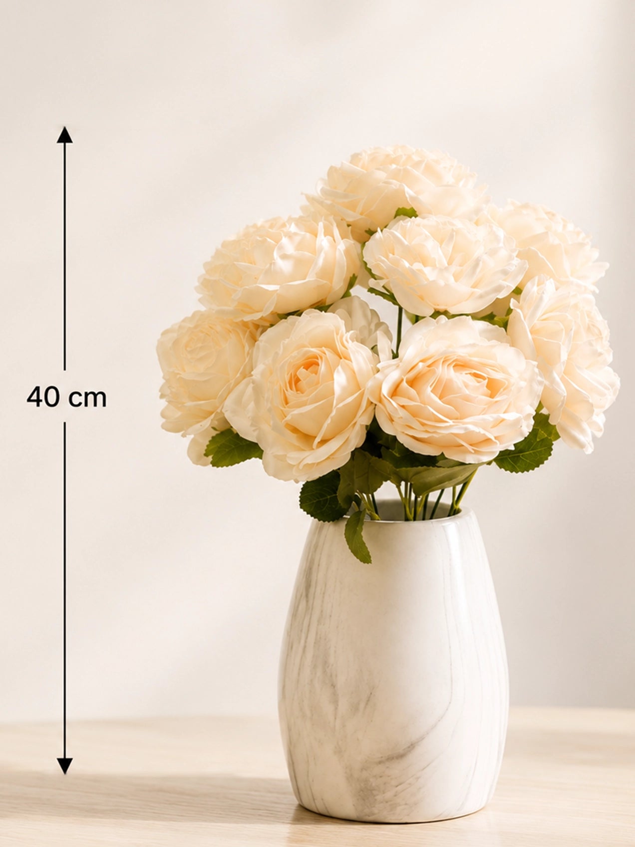 Artificial Rose Flower Bunch | Peach | 40 cm