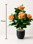 Artificial Hydrangea Flower Bunch | Orange | 72 cm