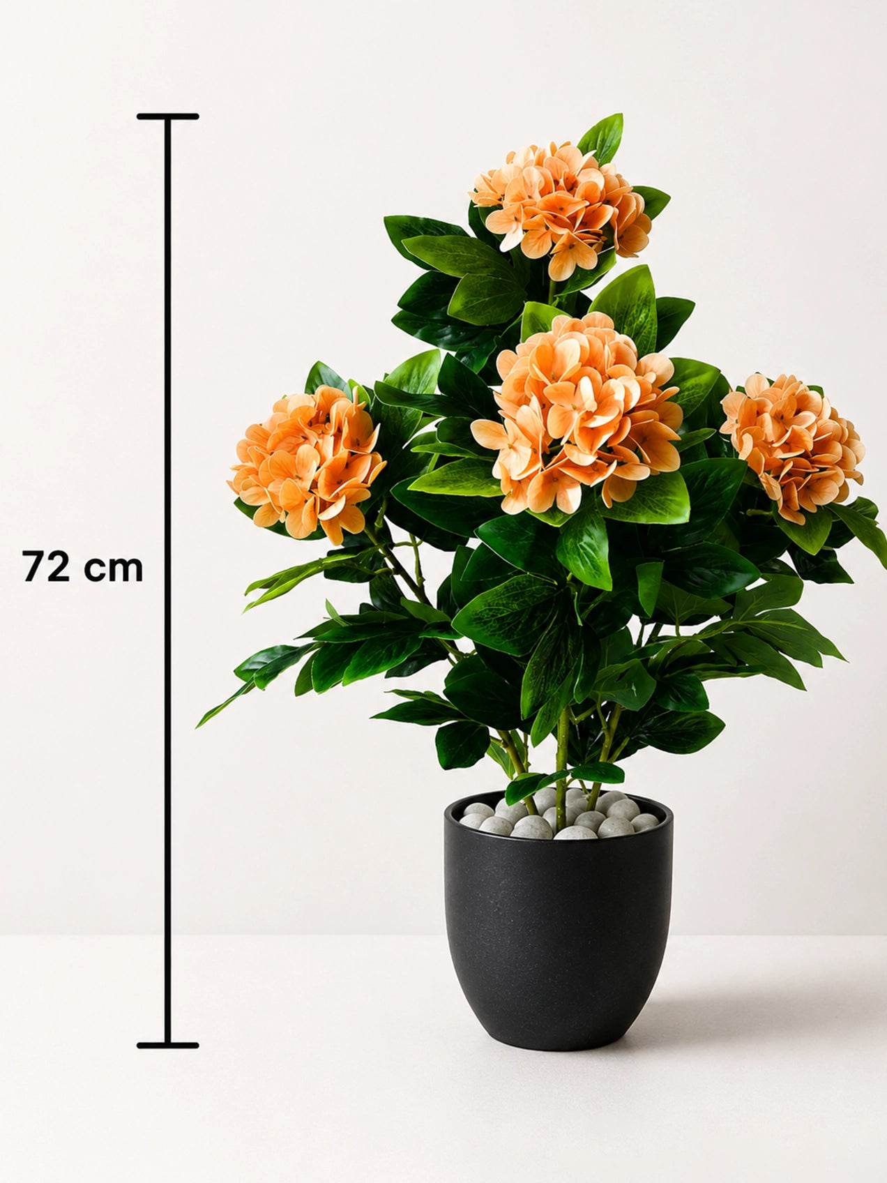 Artificial Hydrangea Flower Bunch | Orange | 72 cm