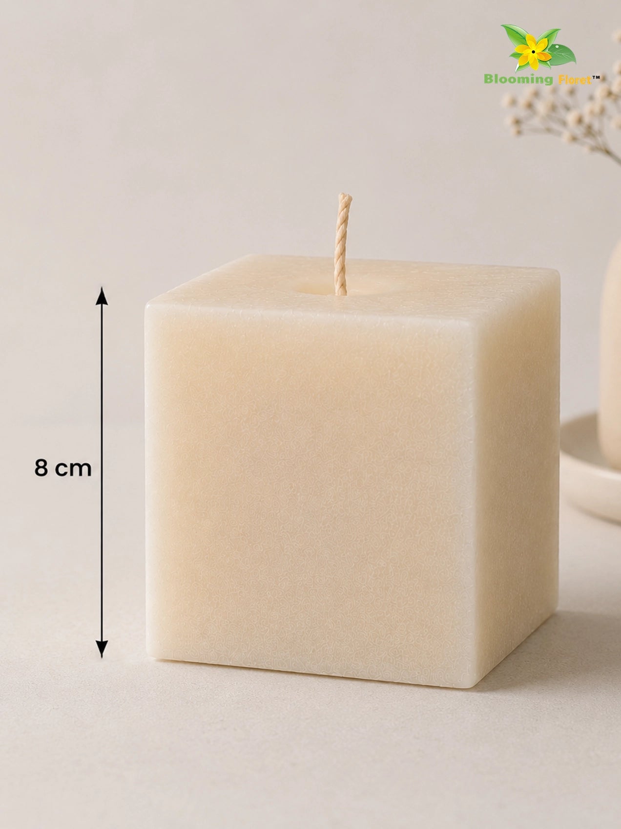 Scented Square Candle Expressions | Cream | 8 cm | Set of 1