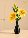 Artificial Lily Flower Stick | Yellow | 35 cm