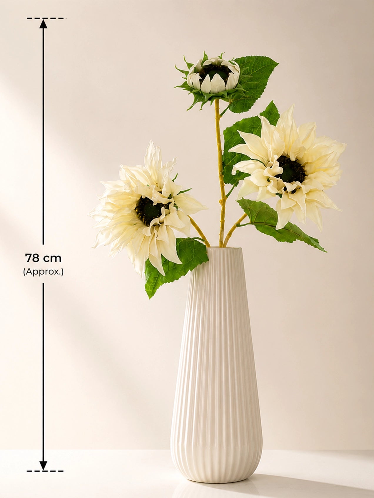 Artificial Sunflower Stick | Off White | 78 cm | Set of 2