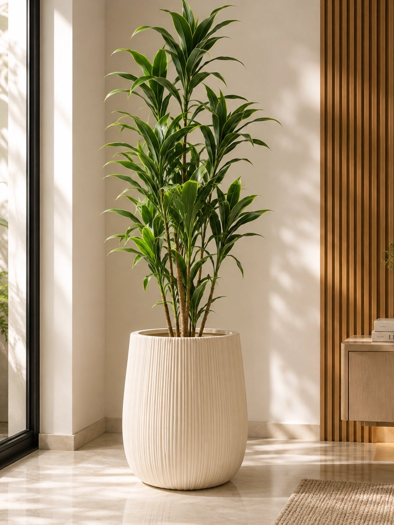Ribbed Large Planter | Off White | 36 cm