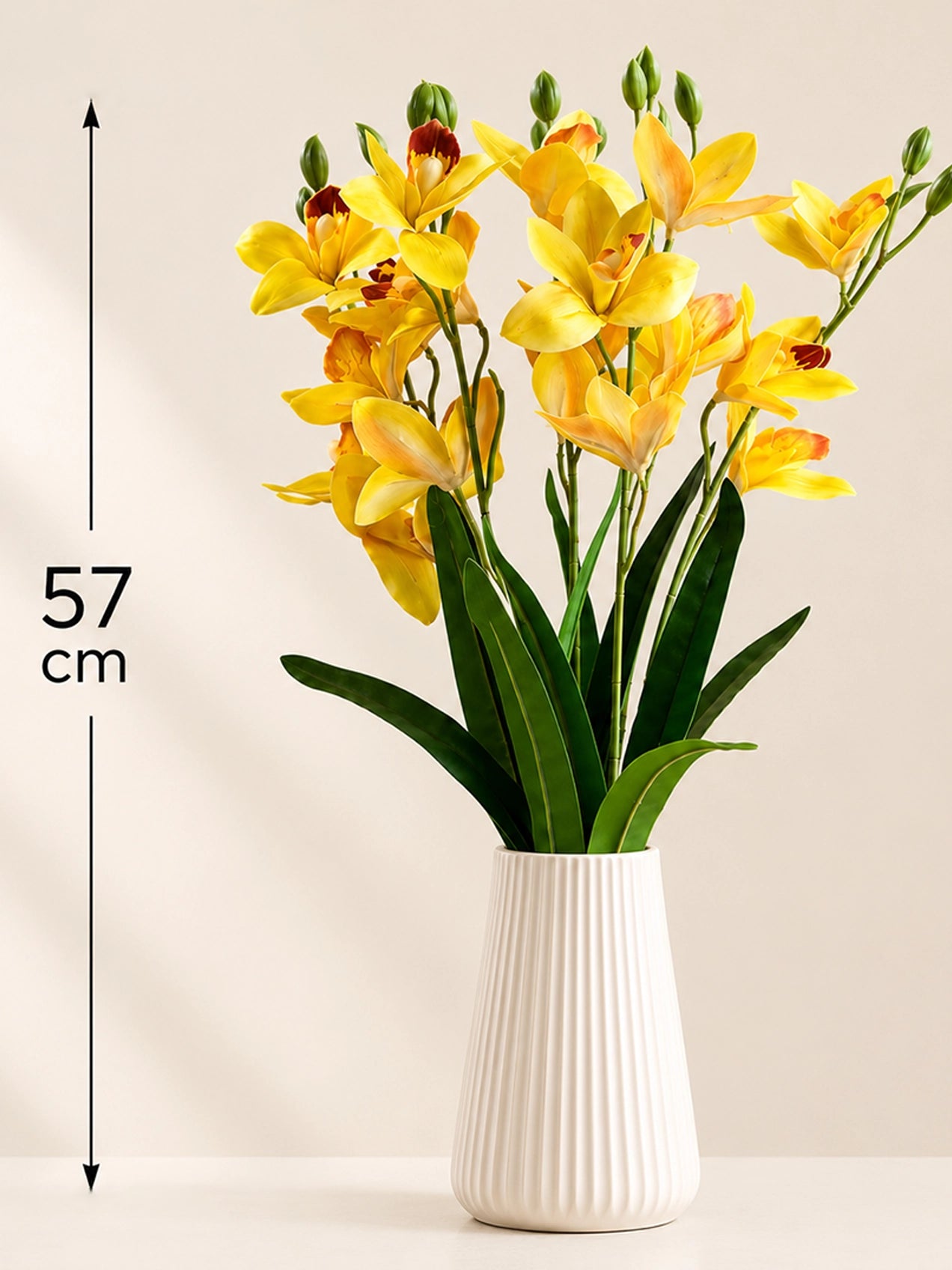 Artificial Cymbidium Orchid Flower Bunch | Yellow | 57 cm