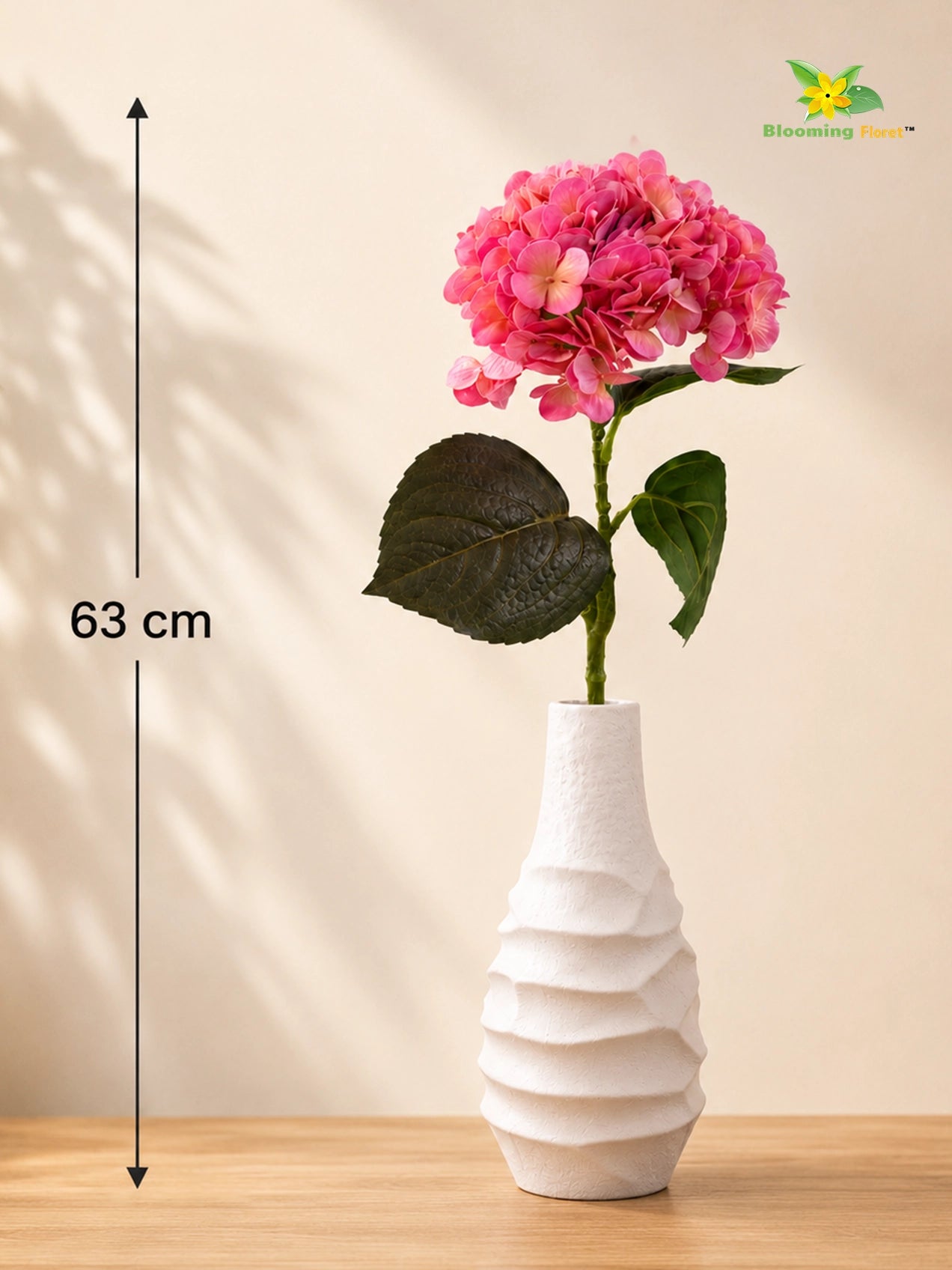 Hydrangea Flower Stick | Rose Red | 63 cm