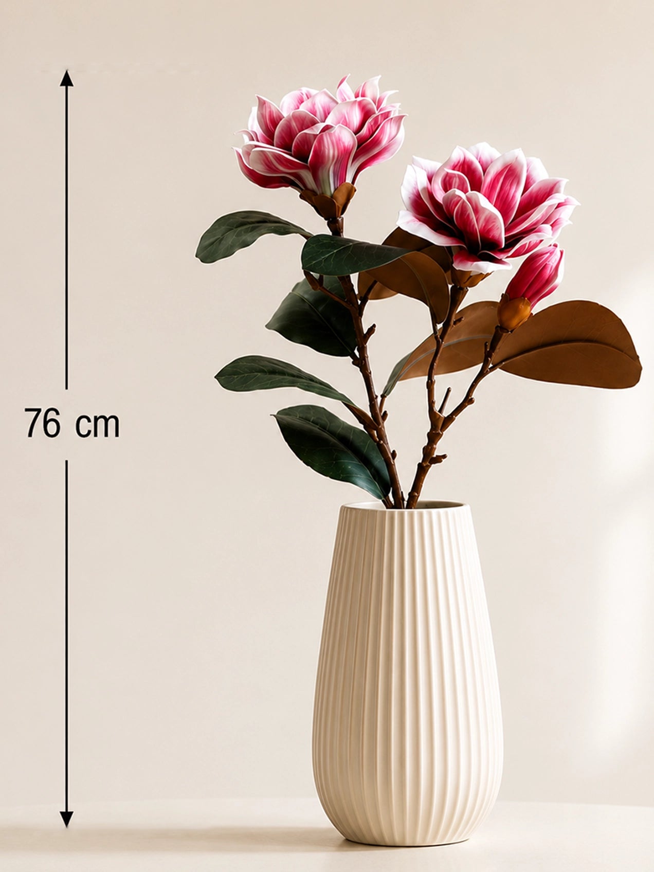 Artificial Magnolia Flower Branch | Dark Red | 76 cm