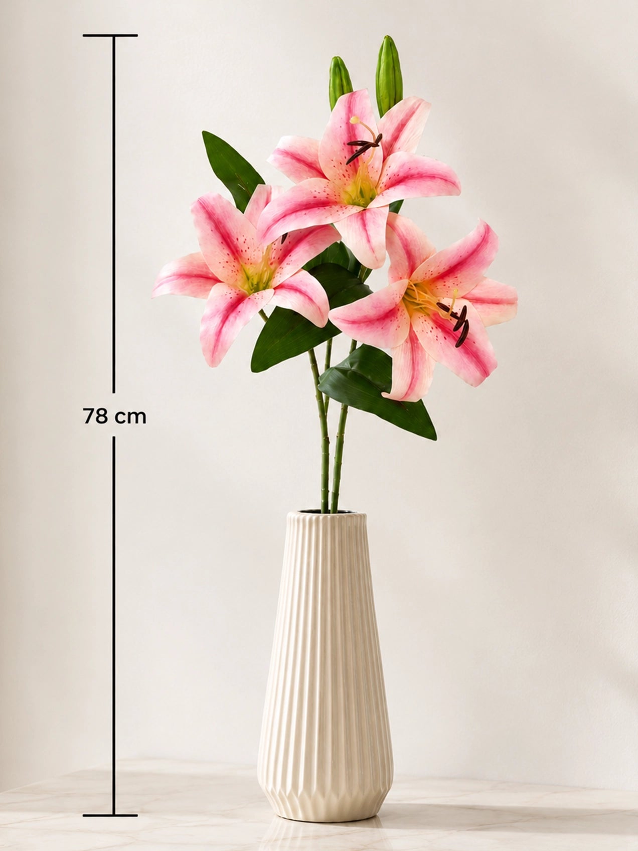 Artificial Lily Flower Stick | Pink | 78 cm | Set of 2