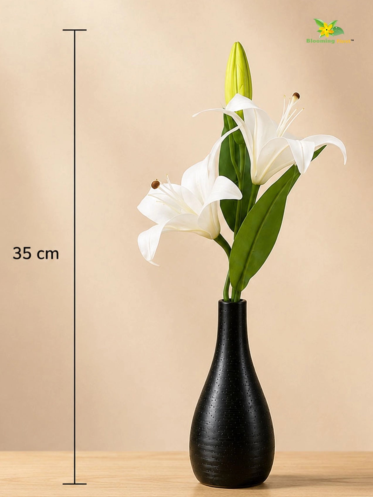 Artificial Lily Flower Stick | White | 35 cm