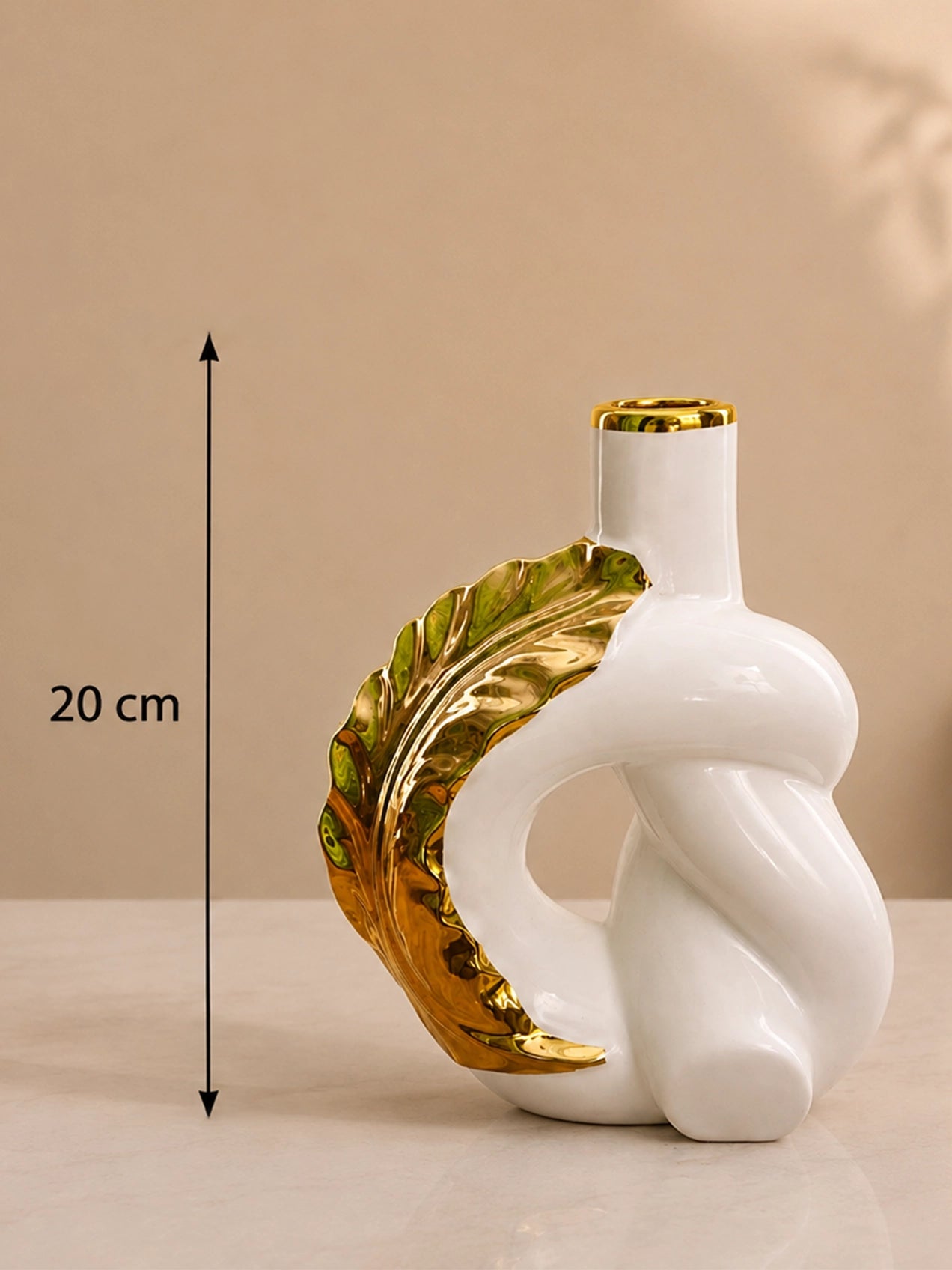 Modern Ceramic Leaf Vase | White | 20 cm