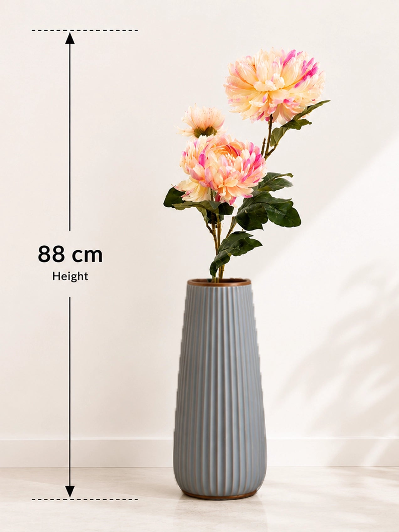 Luxe Artificial Peony Flower Stick | Off-White-Pink-Purple | 88 cm