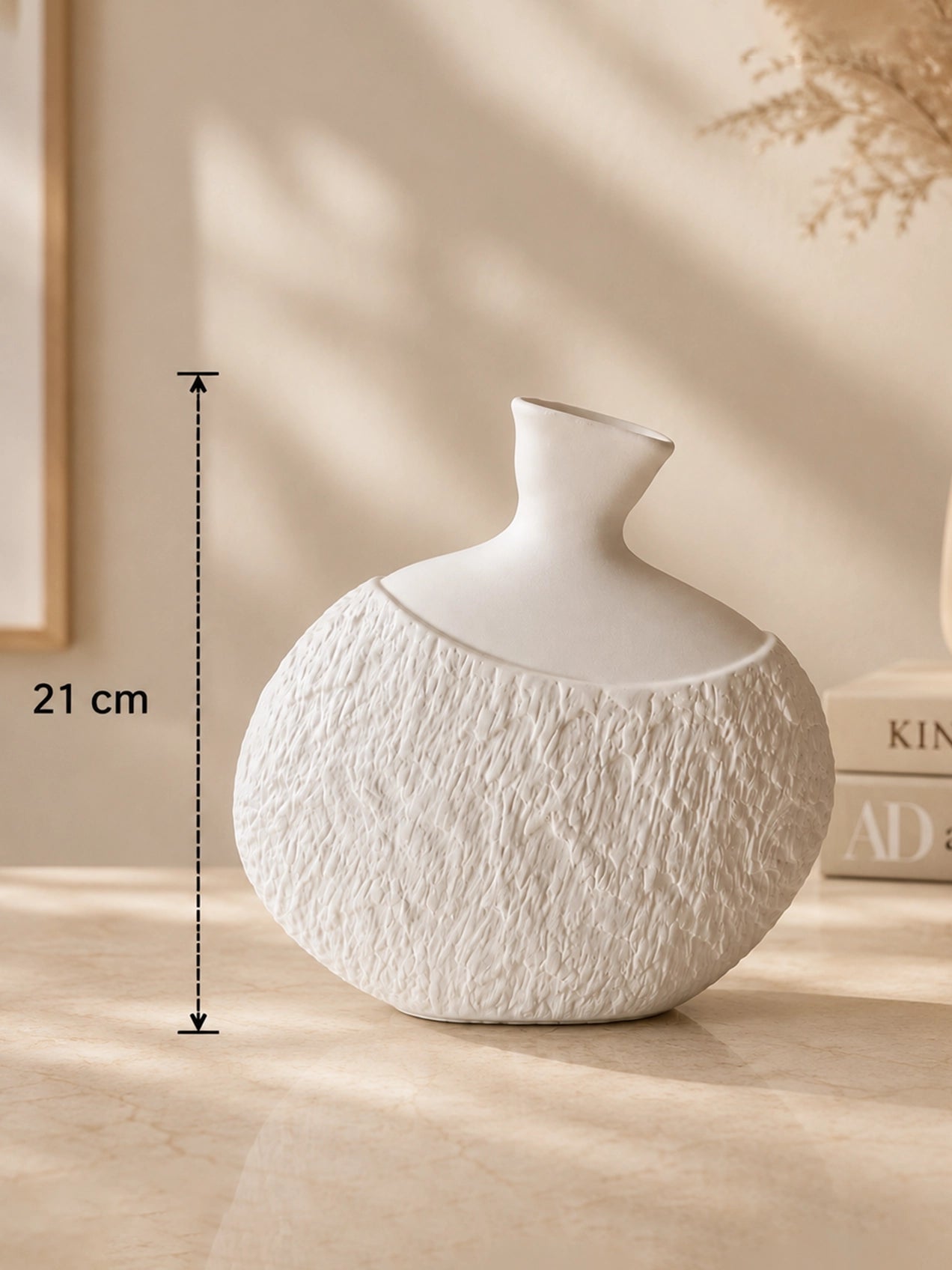 Serene Oval Ceramic Vase | 21 cm