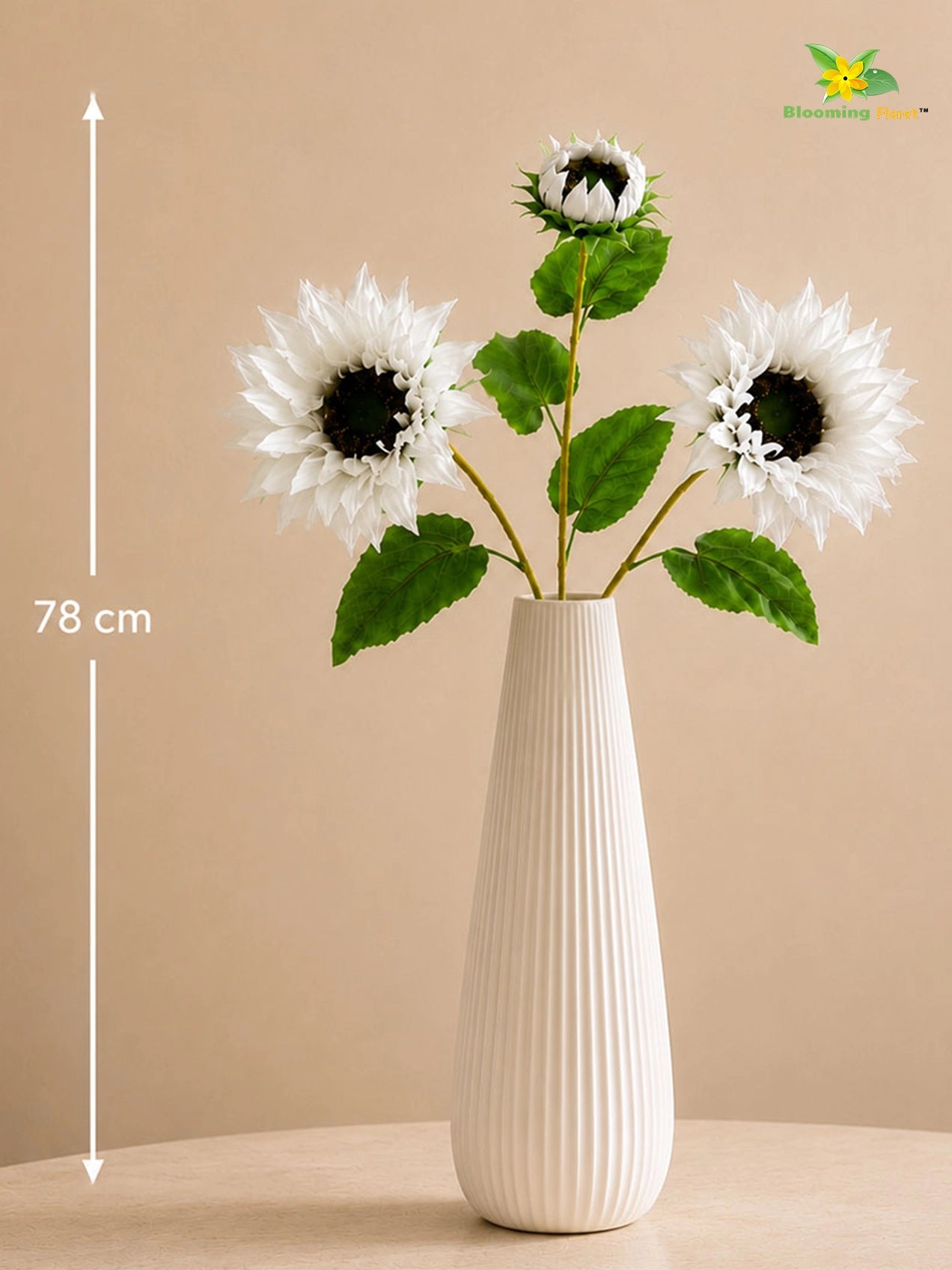 Artificial Sunflower Stick | White | 78 cm
