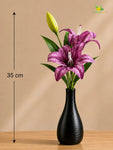 Artificial Lily Flower Stick | Purple | 35 cm | Set of 2