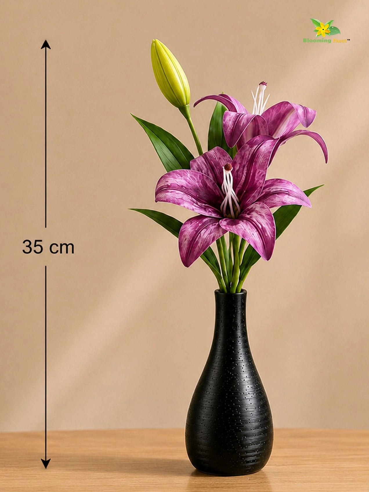 Artificial Lily Flower Stick | Purple | 35 cm | Set of 2