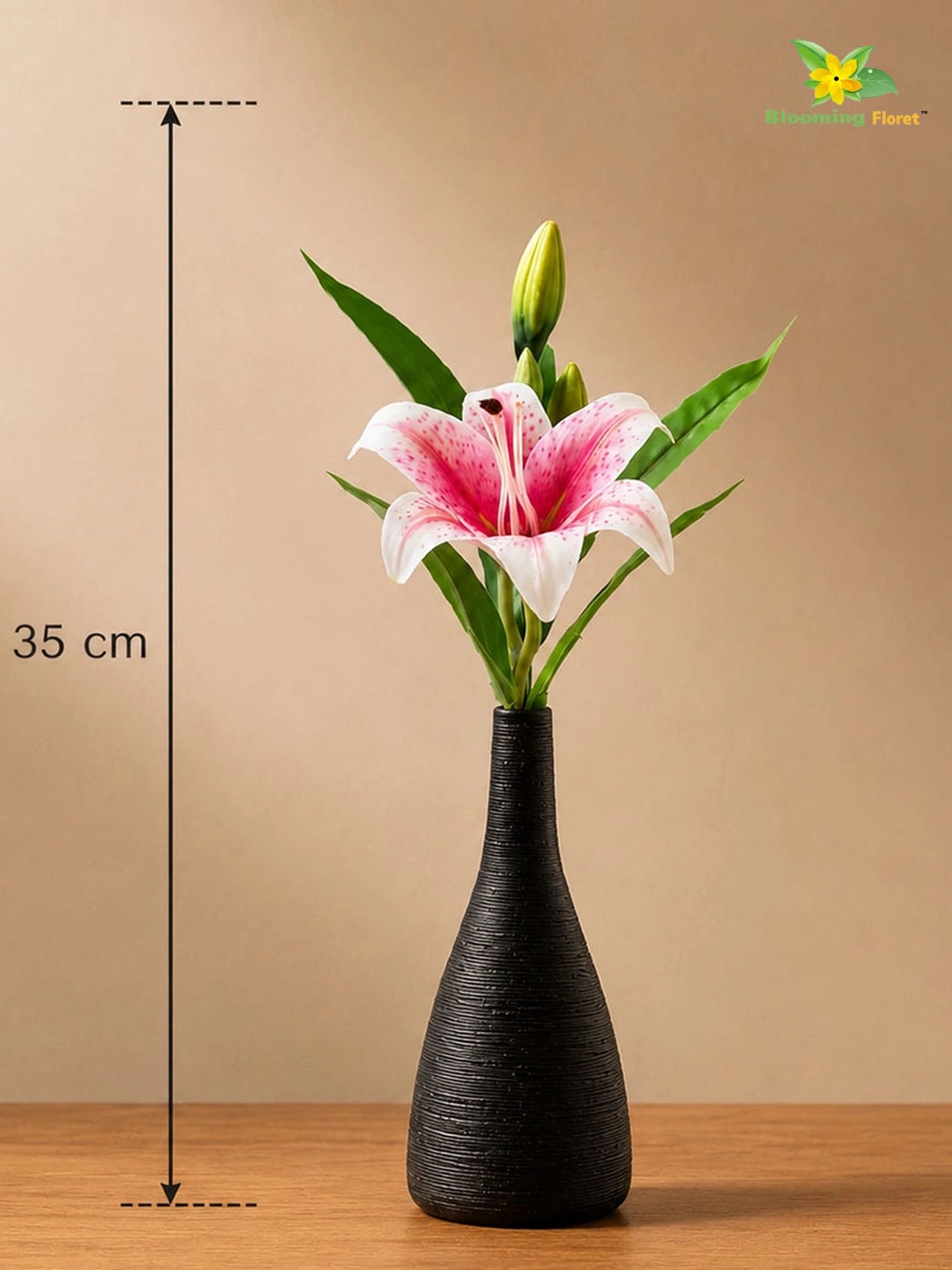 Artificial Lily Flower Stick | White, Dark Pink | 35 cm