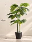 Artificial Areca Palm Plant | 105 cm | 27 Leaves | 3 Stem | With Basic Pot