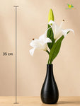 Artificial Lily Flower Stick | White | 35 cm | Set of 2