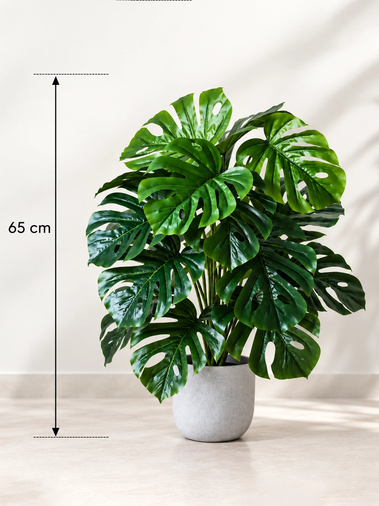 Artificial Monstera Plant | Light Green Leaves | 65 cm | 18 Leaves | With Basic Black Pot