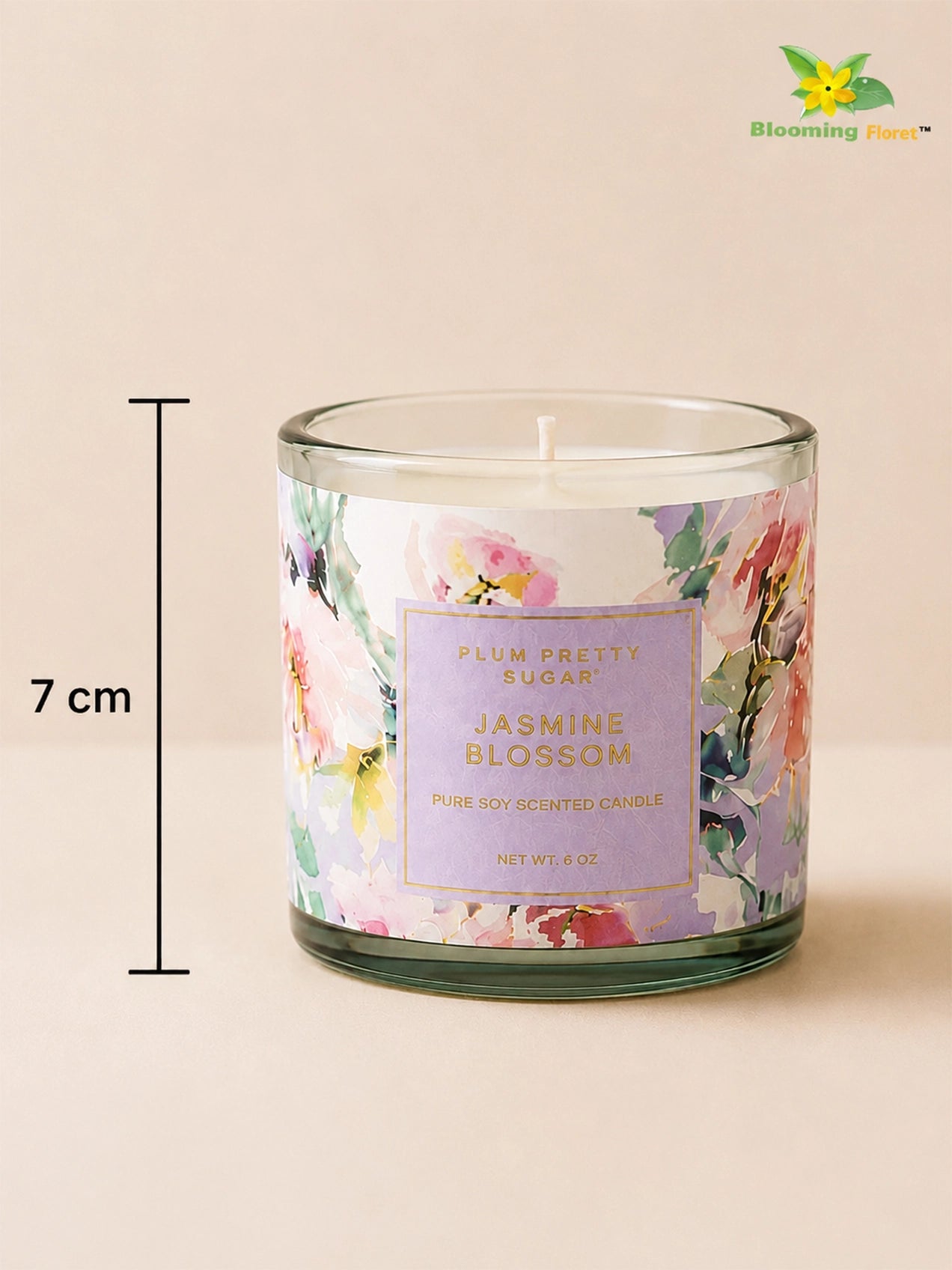 Scented Candle Glass Jar | Jasmine Blossom | 6 cm | Set of 4