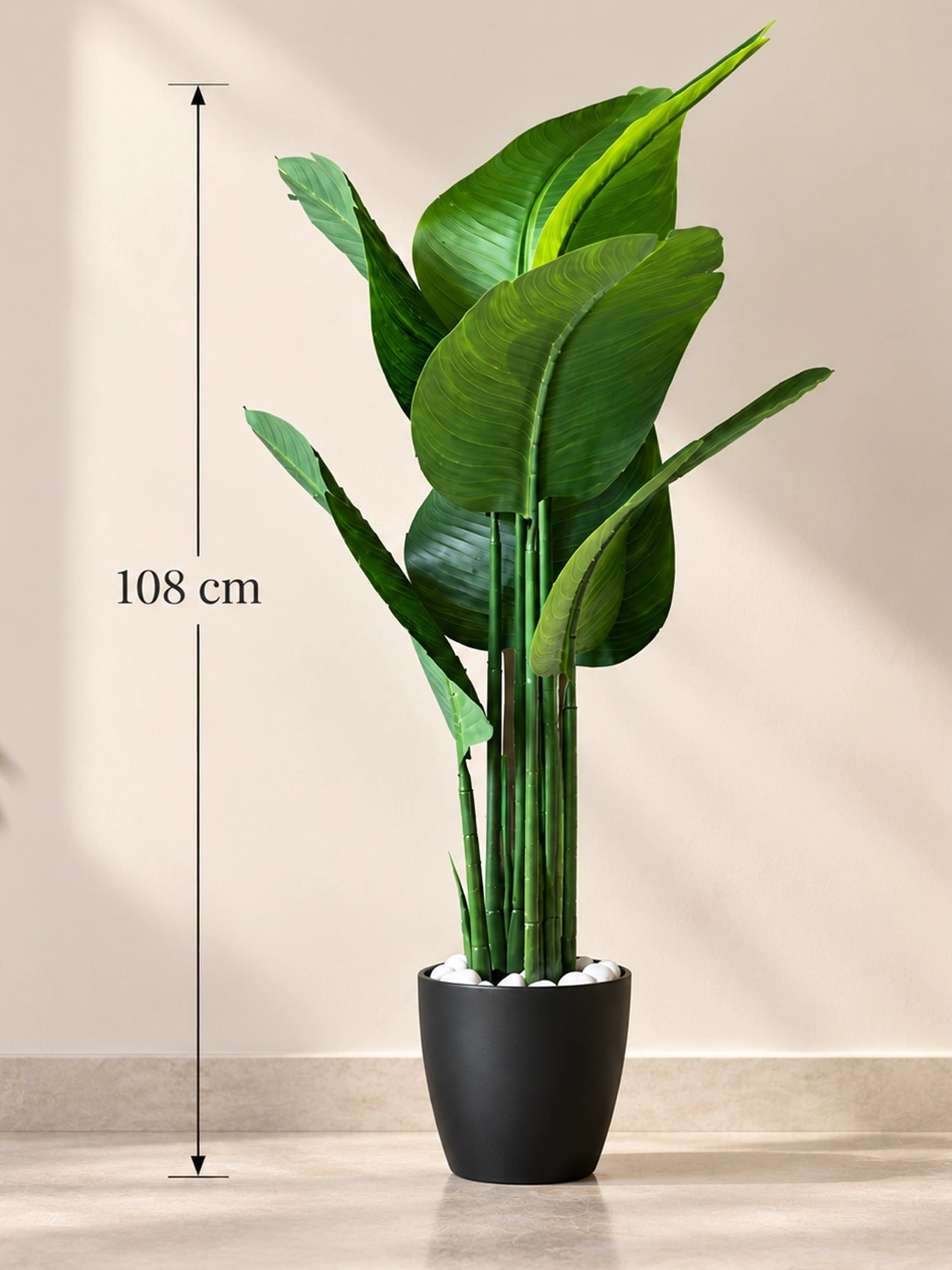 Artificial Banana Plant | 109 cm | 3 Stem | 7 Leaves | With Basic Pot