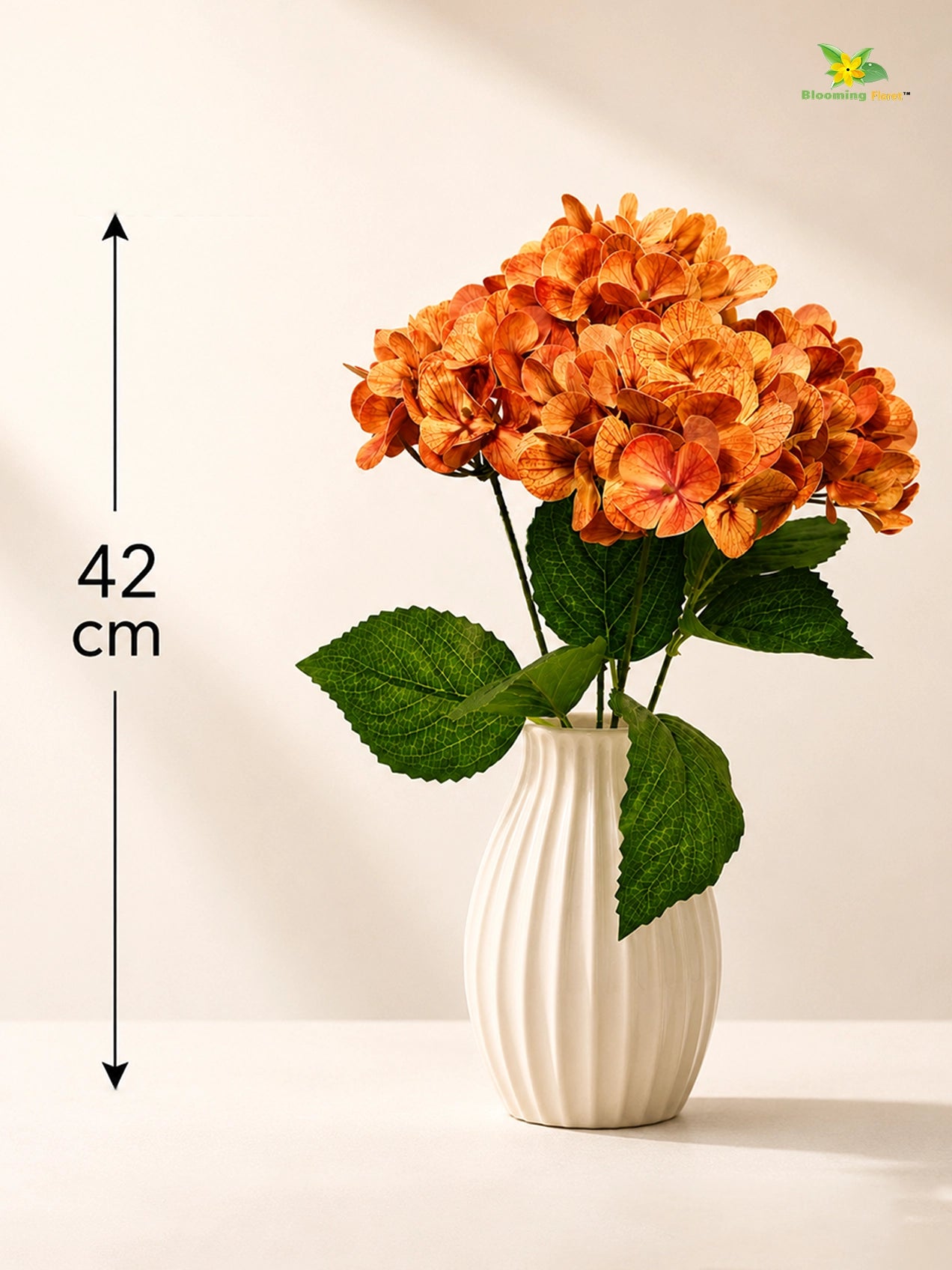 Artificial Hydrangea Flower Bunch | Light Brown | 42 cm