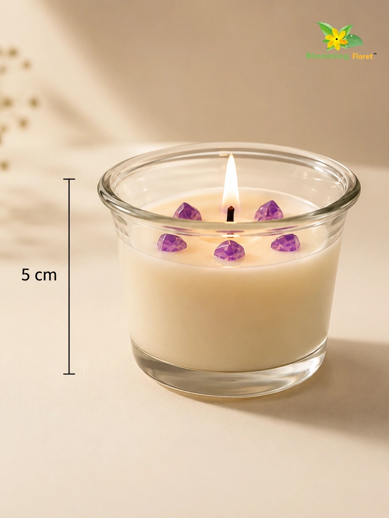 Glass Candle | Lavender | 5 cm | Set of 1, 2 Pcs