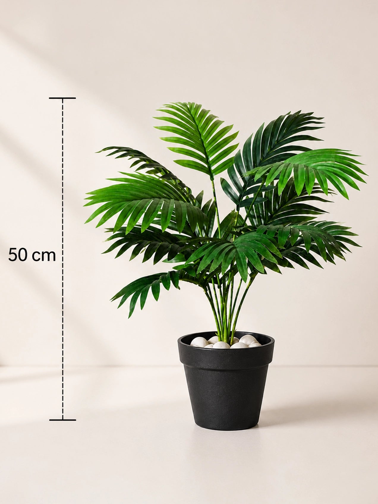 Artificial Areca Palm Plant | 57 cm | 12 Leaves | With Basic Pot